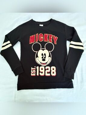 Disney Mickey Mouse 1928 Sweatshirt Black Crewneck Pullover Vintage Size M